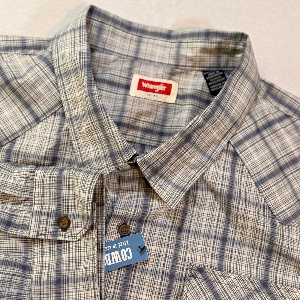 NWT Wrangler Mens 3XL Plaid Long Sleeve‎ Cowboy Wash Western Core Rodeo Ranch